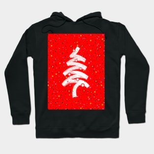 Christmas Celebration Sparkling Tree Design in Red Hoodie